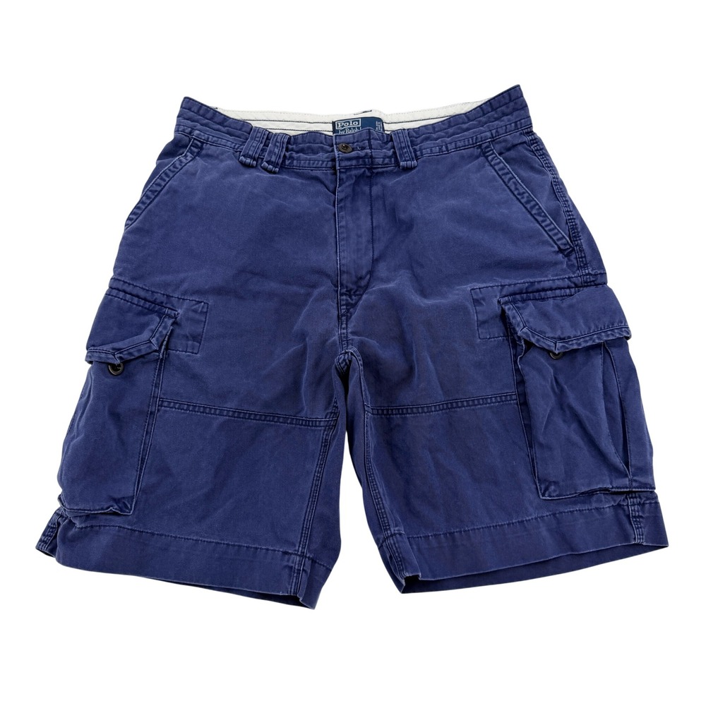 Polo Ralph Lauren Men Navy Blue Classic Polo Chino Cargo Shorts Size 33 Outdoors